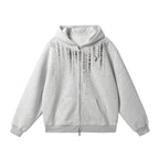JHYQ Vertical Code Print Double Zipper Hoodie