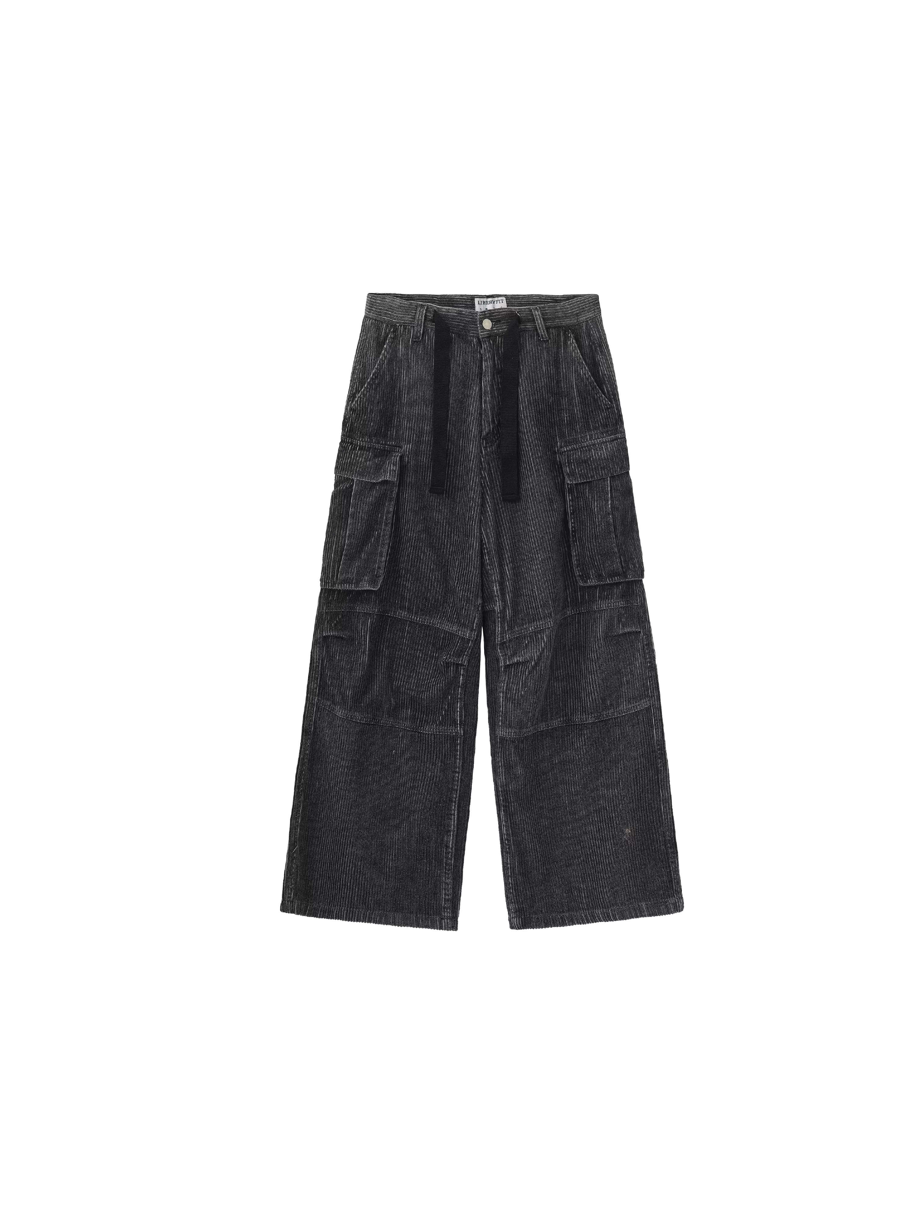 LIBERAFIT Vintage Corduroy Flap Pocket Baggy Cargo Pants