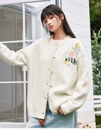 MEDM Floral Vine Embroidered Knit Cardigan
