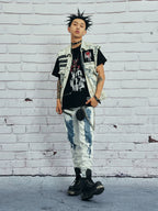 VENTUREK Bleach Wash Patch Rivet Denim Vest