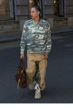 STEEPC Khaki Camouflage Patchwork Baggy Work Pants