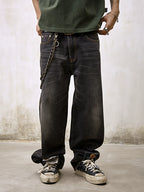 Remedy Double Layer Back Pocket Side Stitch Washed Jeans