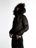 Night Lab Leopard Print Faux Fur Hood Jacket