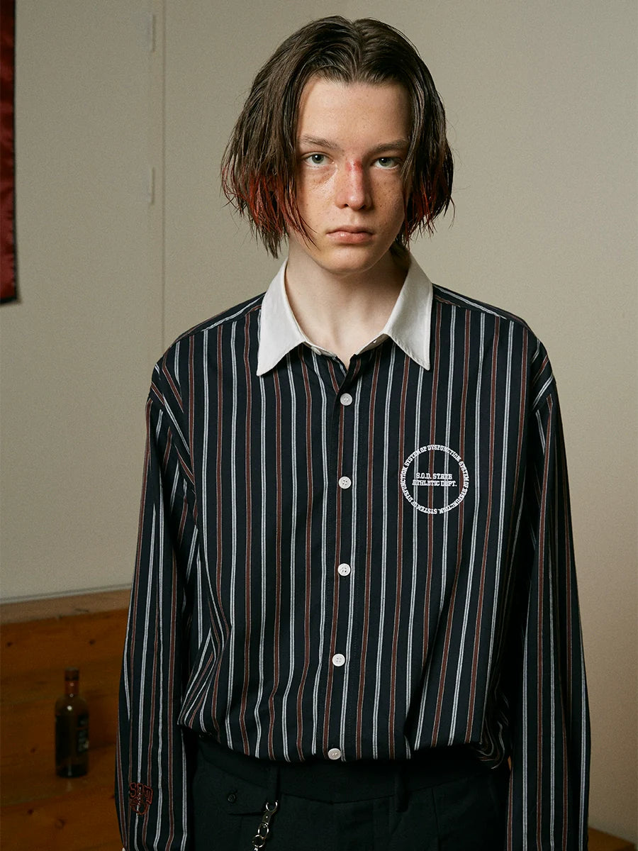 SOD Co. Striped Contrast Color Long Sleeve Shirt