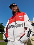 Harsh and Cruel Stand Collar Patch Leather Embroidered Racing Jacket