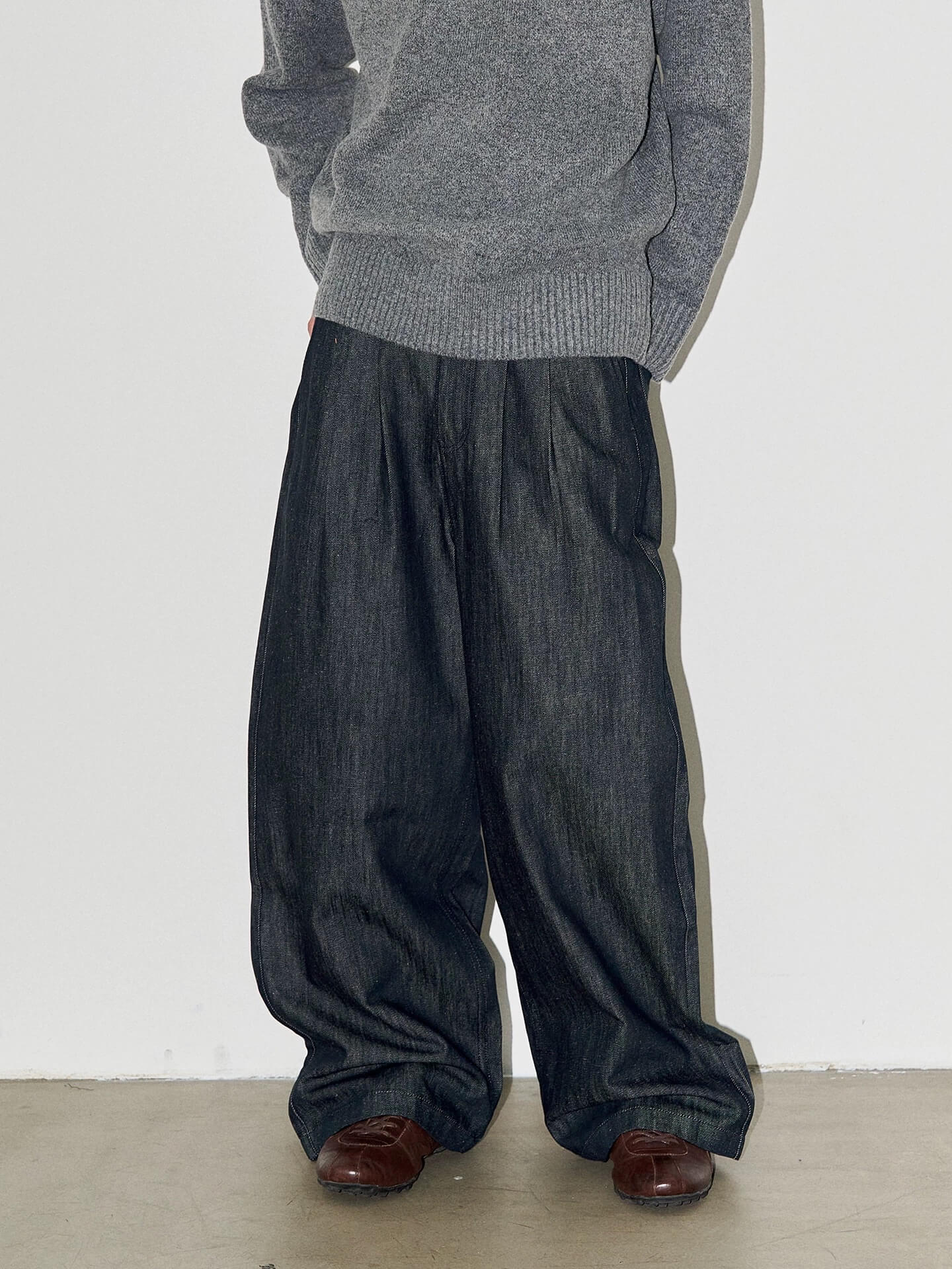 LIBERAFIT Raw Denim Pleated Dress Baggy Jeans
