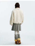 MEDM Plaid Trim Sherpa Short Jacket