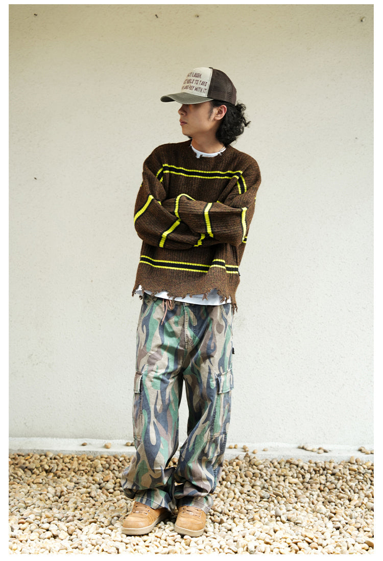 Remedy Striped Distressed Knit Sweater