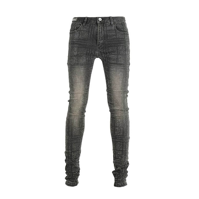 TGFCLUB All Over Rhinestone Skinny Jeans