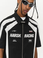 Harsh and Cruel Contrast Color Racing Short Sleeve Shirt