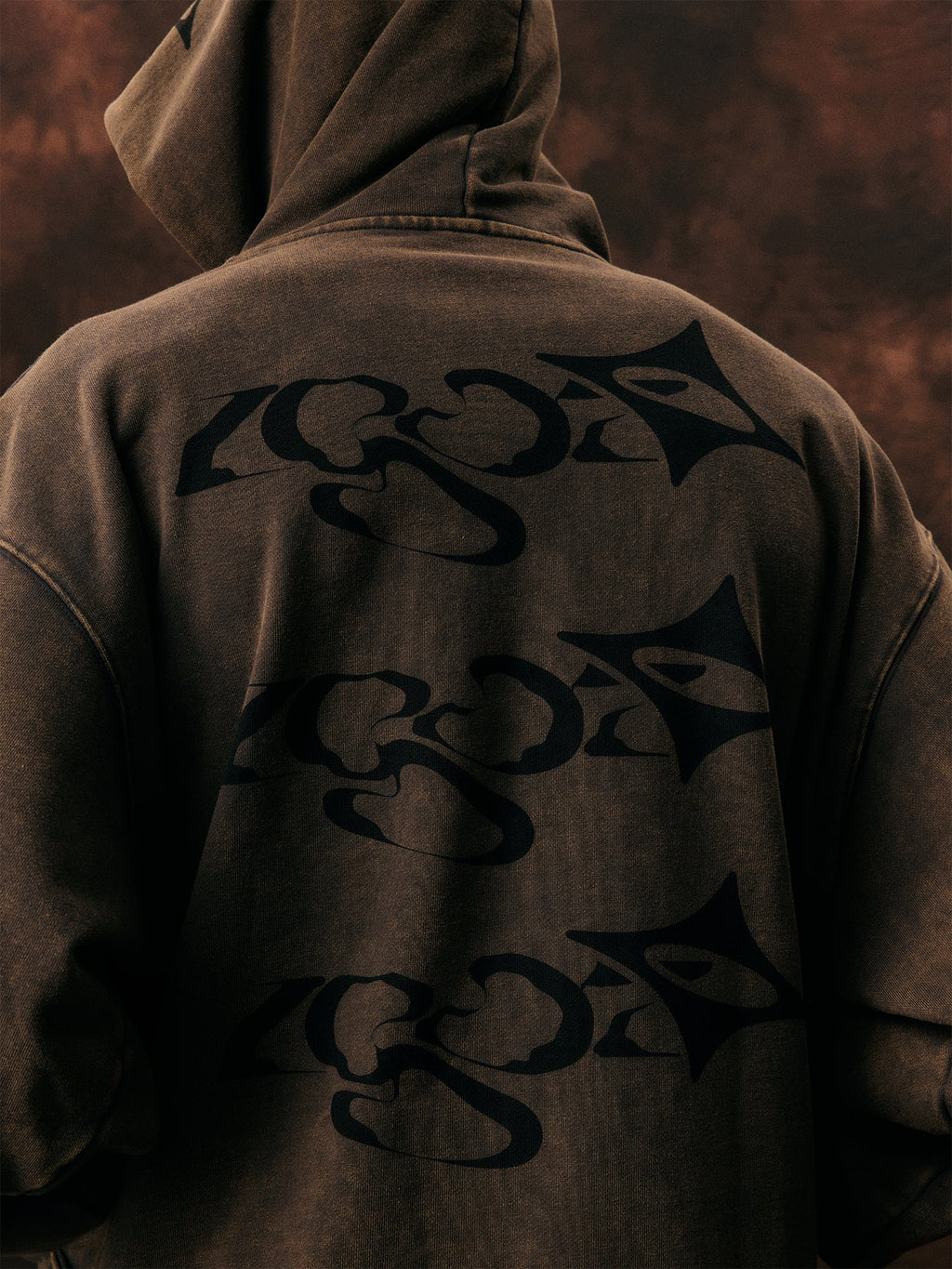 1807 Arranged Printed Washed Hoodie