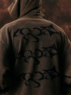 1807 Arranged Printed Washed Hoodie
