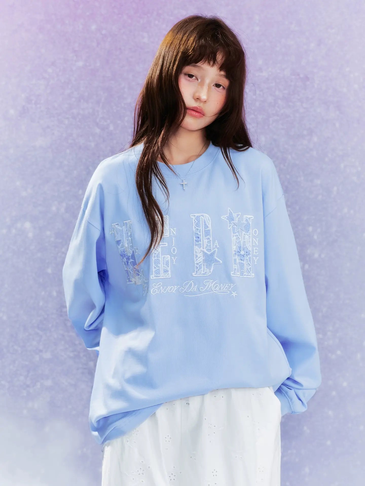 MEDM Flower Star Logo Embroidered Long Sleeve Tee