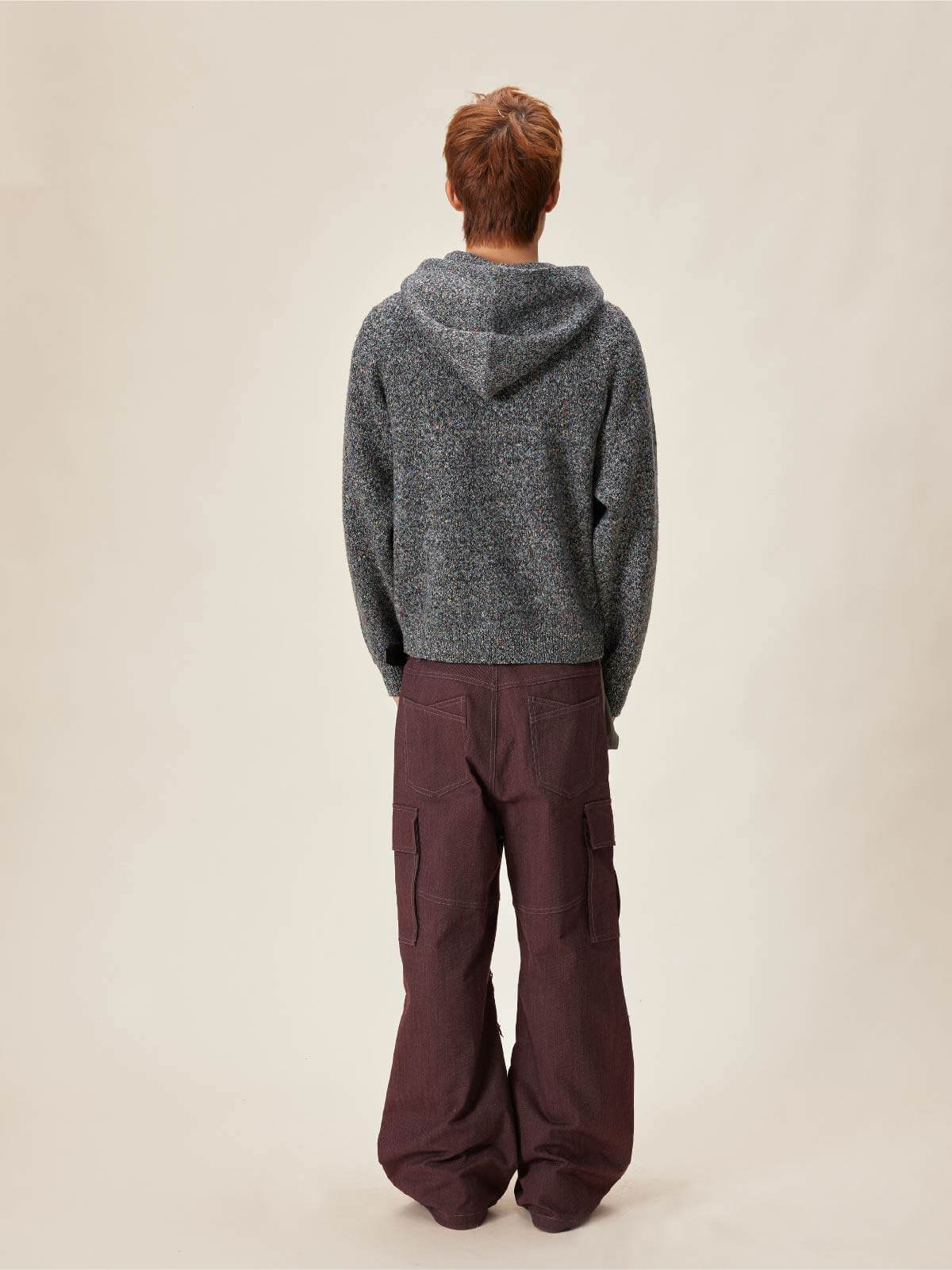 EVILKNIGHT(EK) Speckled Knit Zip Up Hoodie