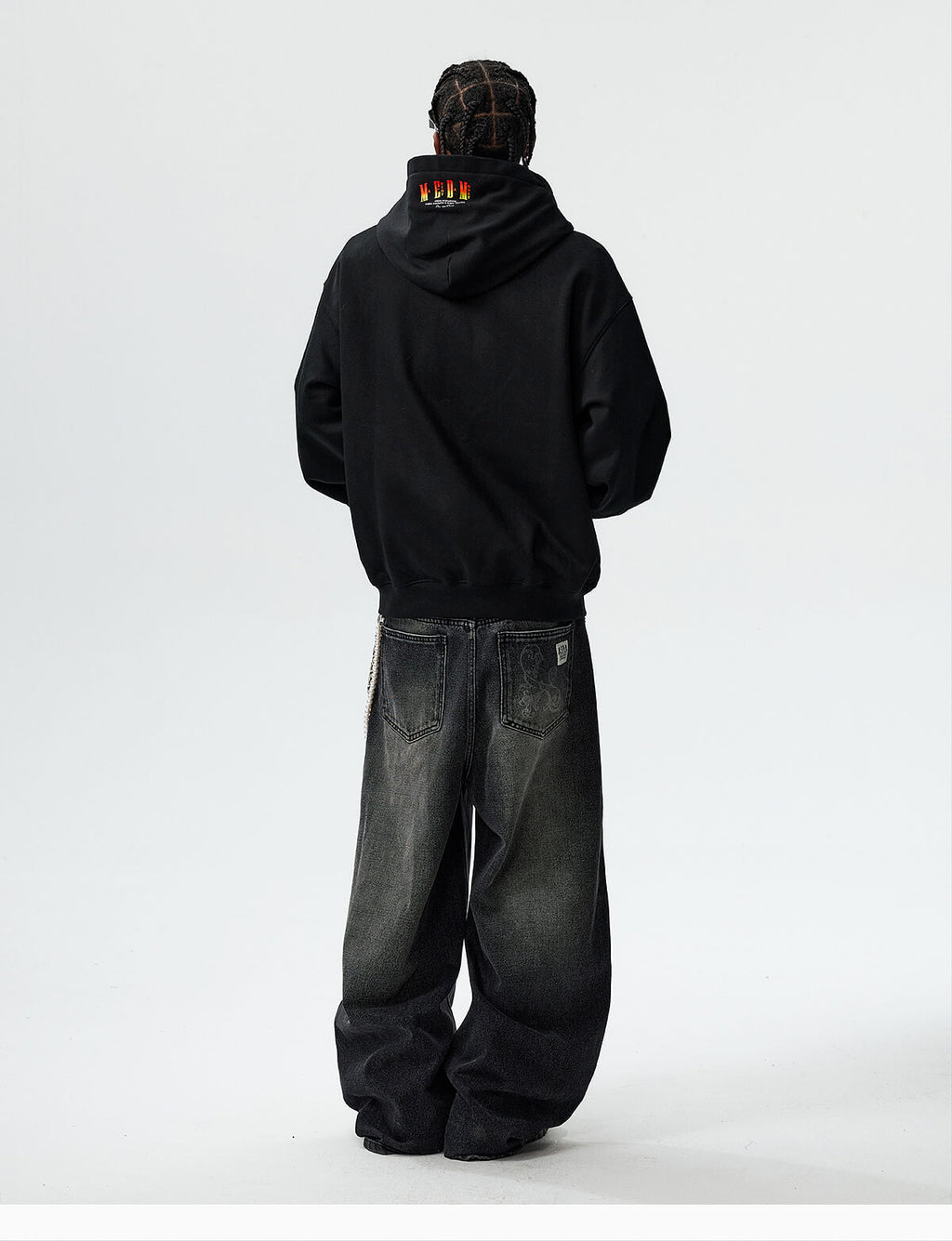 MEDM Flame Rhinestone Embellished Hoodie