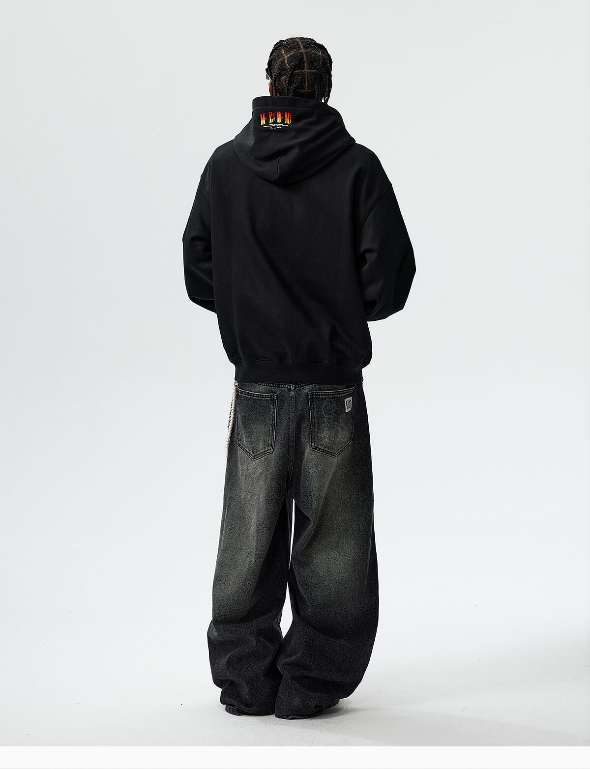 MEDM Flame Rhinestone Embellished Hoodie