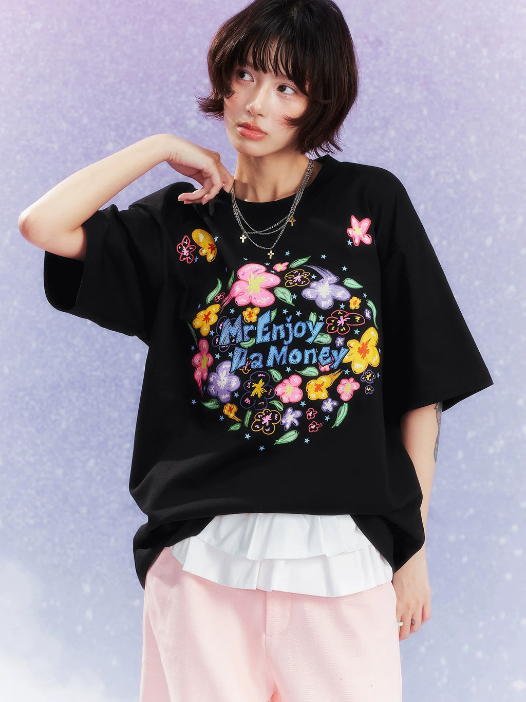 MEDM Graffiti Flower Print Tee