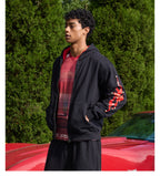 S45 Flame Print Zip Up Hoodie
