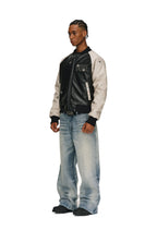 ANTIDOTE Bullseye Color Diamond Studded Leather Baseball Jacket