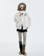 MEDM Detachable Fur Metal Snaps Down Jacket