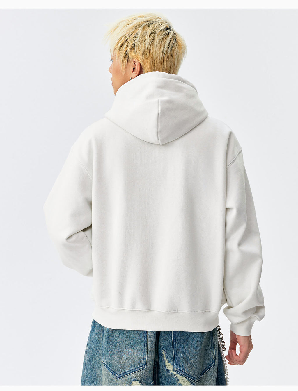 MEDM M Buckled Drawstring Pearl Logo Embroidered Hoodie