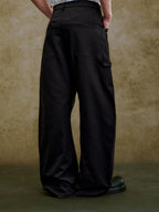 YADcrew Turquoise Studded Tucked Machete Black Pants