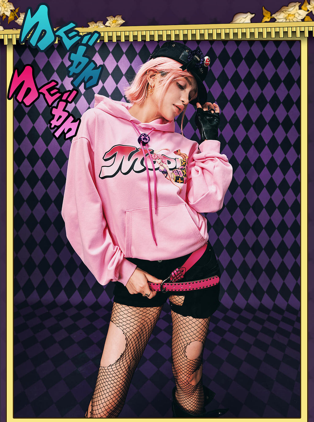 MEDM × JOJO Accent Drawstring Print Hoodie