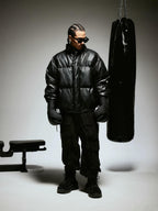 1807 Crocodile Embossed PU Leather Down Jacket