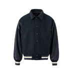 NOVACAM Navy Blue Short Basic Varsity Jacket