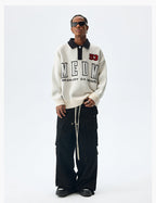 MEDM Patchwork Striped Elbow Knit Sweater