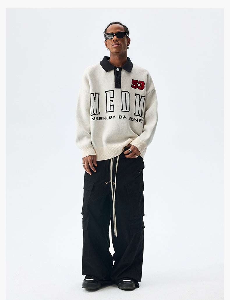 MEDM Patchwork Striped Elbow Knit Sweater
