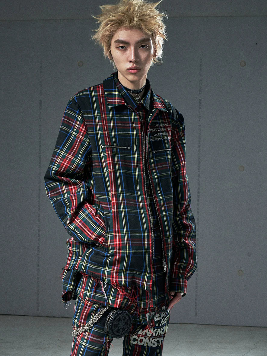 VENTUREK Tartan Check Embroidered Fringe Jacket