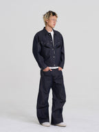 EVILKNIGHT(EK) Classic Tailoring Line Wide-Leg Jeans