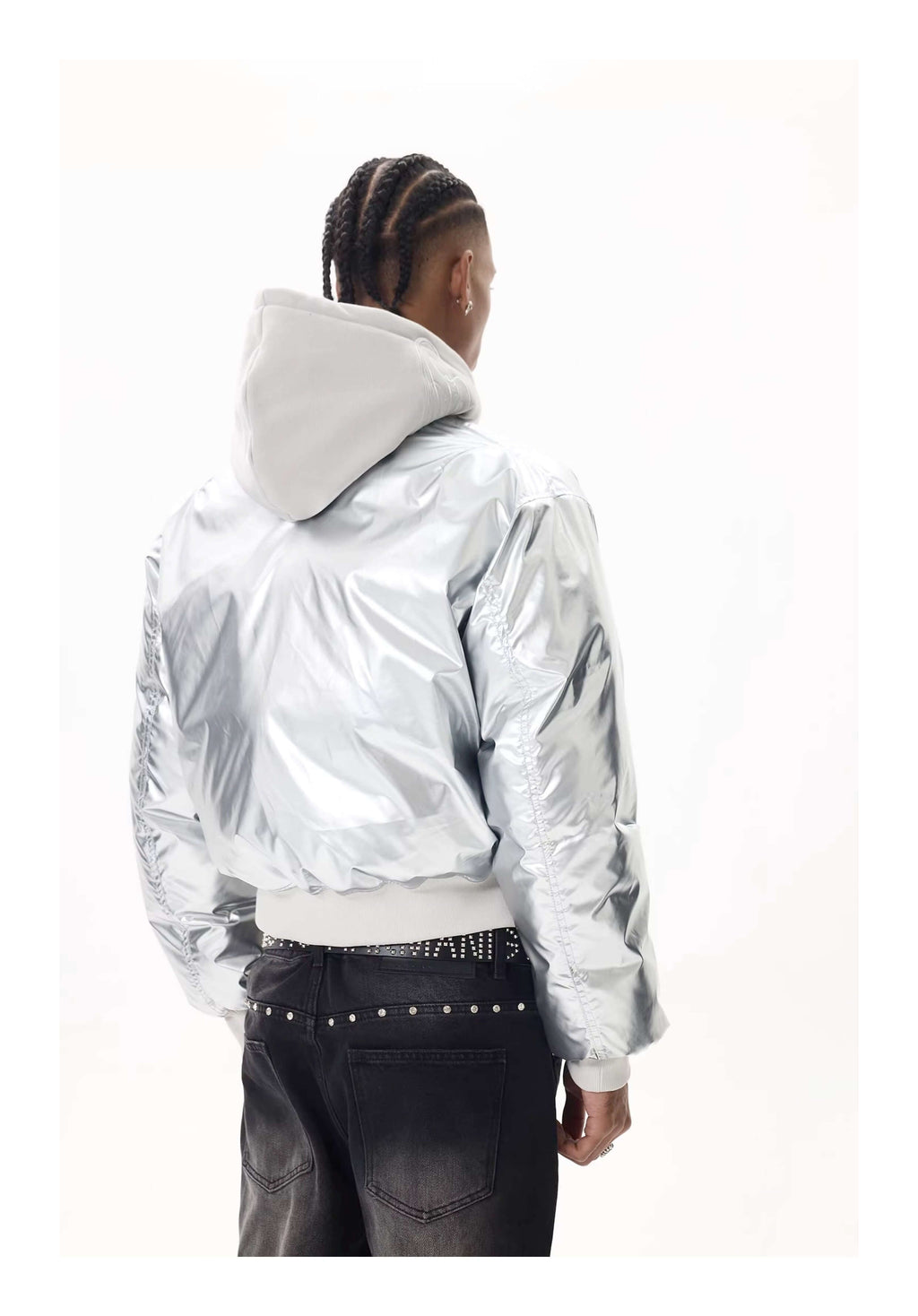 KARMANISTIC Embroidered Hooded Puffer Bomber Jacket