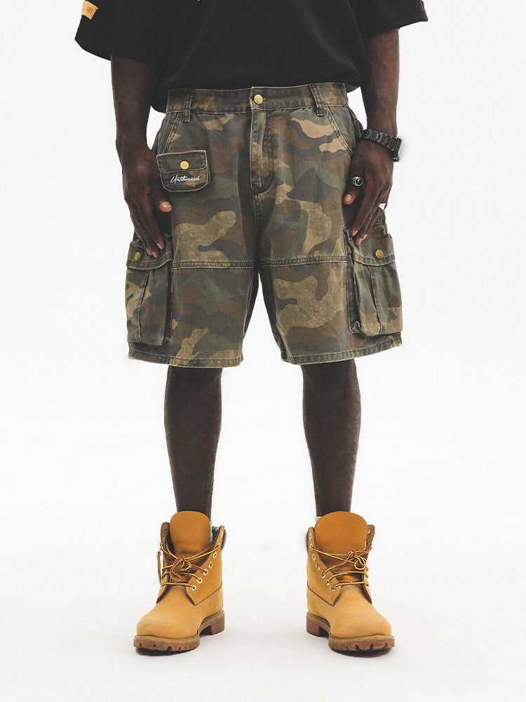 UNTILWERICH Camouflage Multi Pocket Work Cargo Shorts