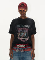 BLIND NO PLAN Washed and Aged Overlapping Print Tee