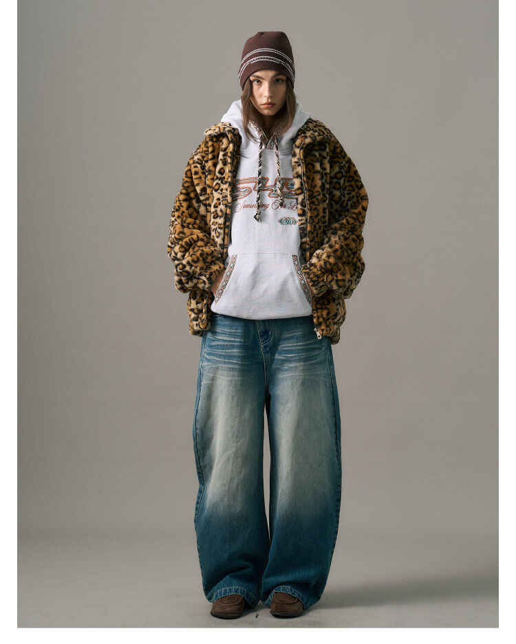 S45 Slanted Panel Curved Washed Jeans