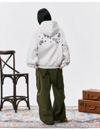 MEDM Ethnic Paisley Flower Embroidered Hoodie