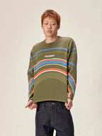 EVILKNIGHT(EK) Rainbow Circle Pattern Knit Sweater