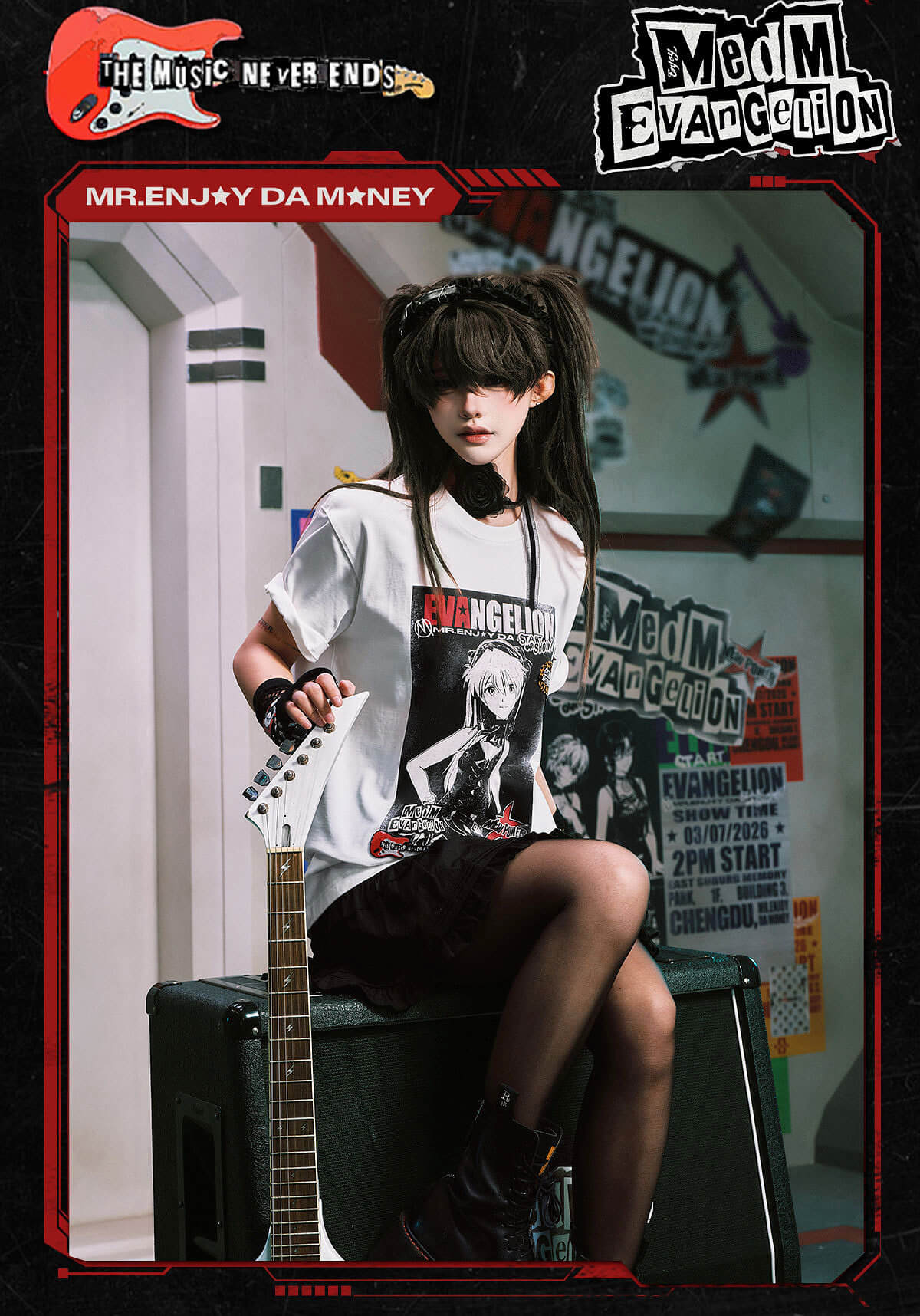 MEDM x EVA NEVER END Vintage Character Poster Print Tee