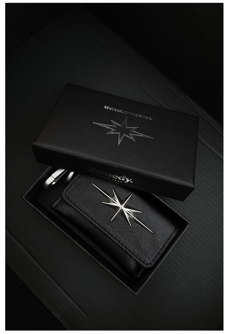 Remedy Metal Studded Keychain Coin Card Leather Wallet