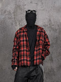 UNDERWATER Scarlet Plaid Deconstructed Destroyed Shirt Jacket