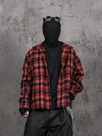 UNDERWATER Scarlet Plaid Deconstructed Destroyed Shirt Jacket