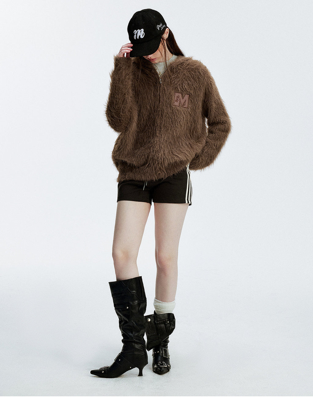 MEDM Mohair Hooded Zip Up Jacket