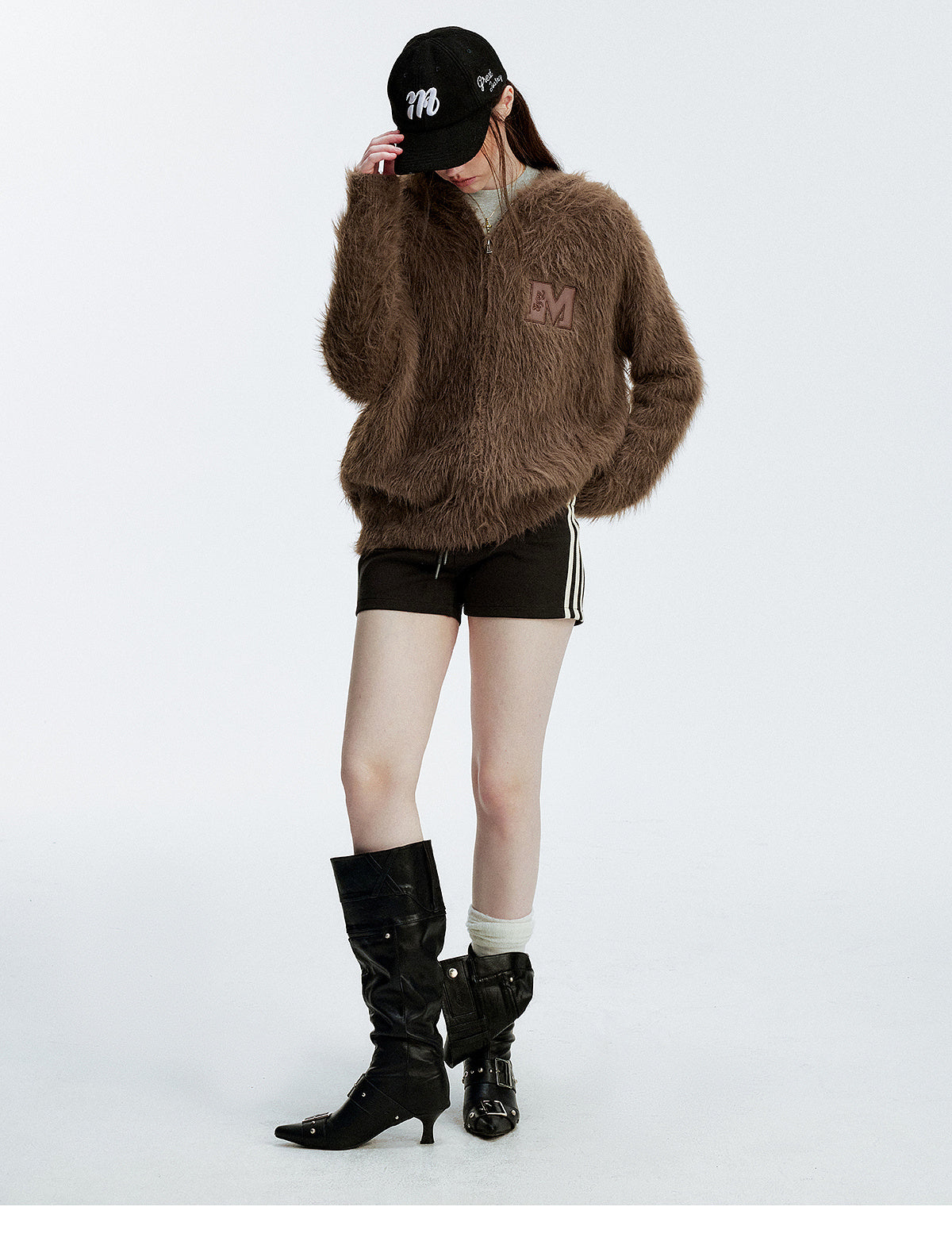 MEDM Mohair Hooded Zip Up Jacket