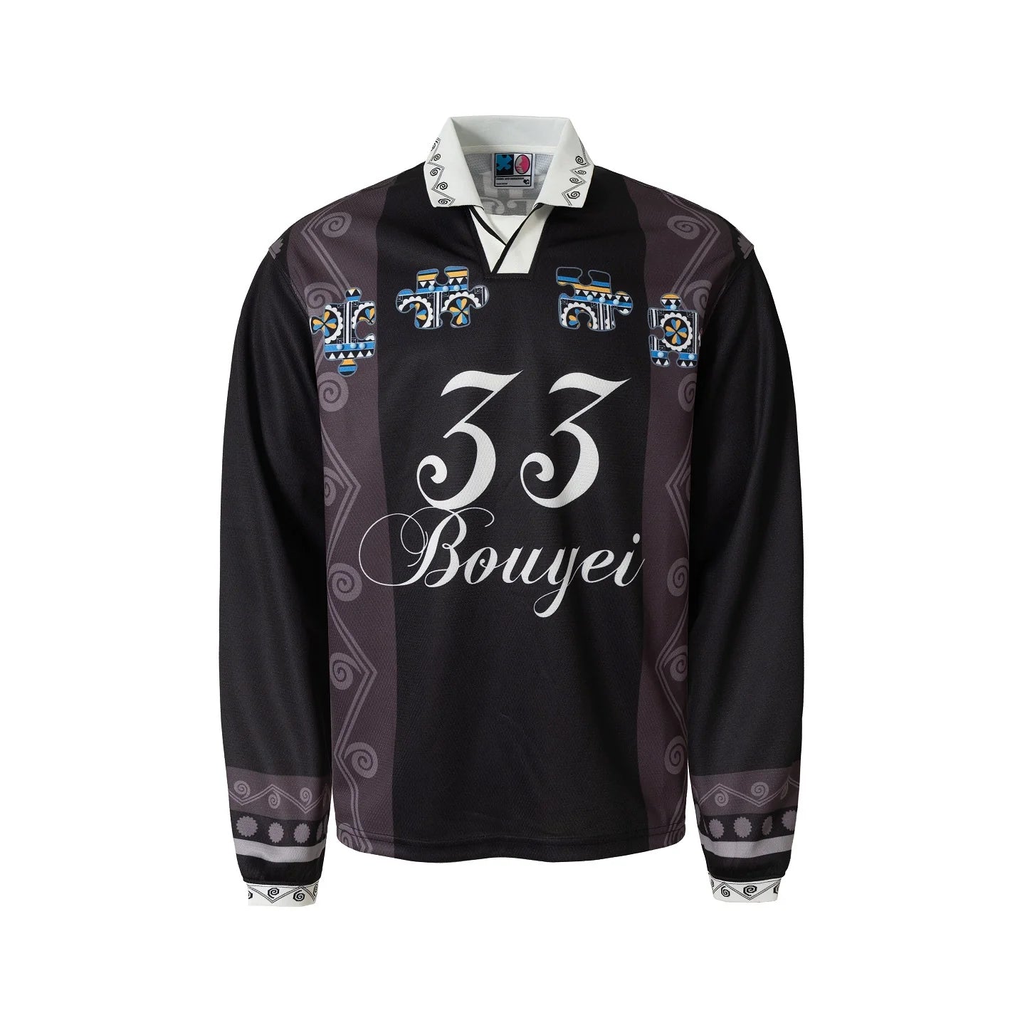 YADcrew Ethnic Puzzle Long Sleeve Polo Soccer Jersey