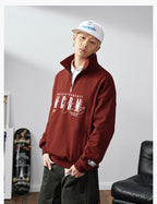 MEDM Half-Zip Logo Embroidered Sweatshirt