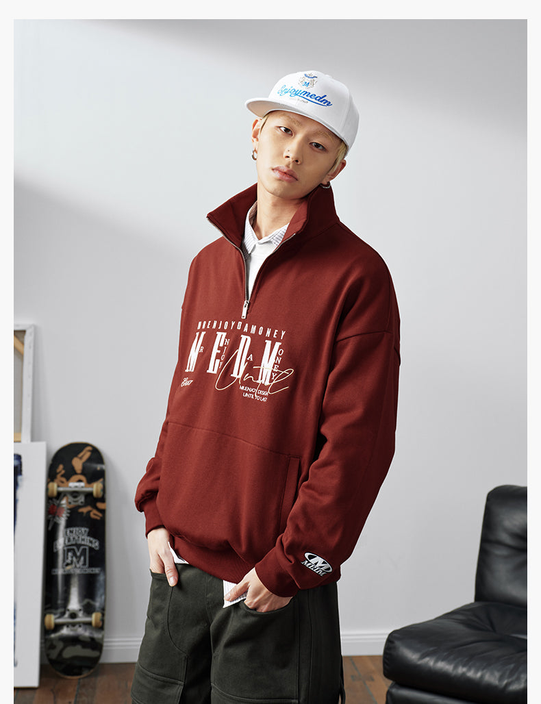 MEDM Half-Zip Logo Embroidered Sweatshirt
