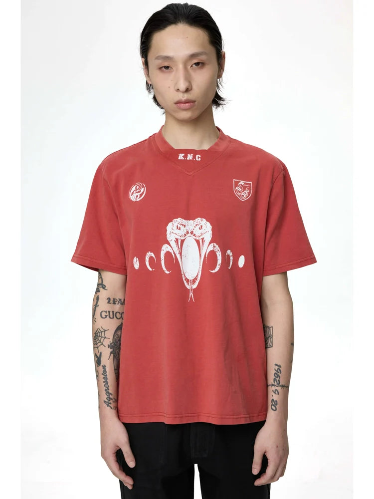 KARMANISTIC Old Washed Snake Head Print Tee