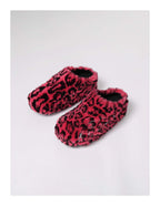 KARMANISTIC Rose White Leopard Fur Embroidered Slipper Clogs